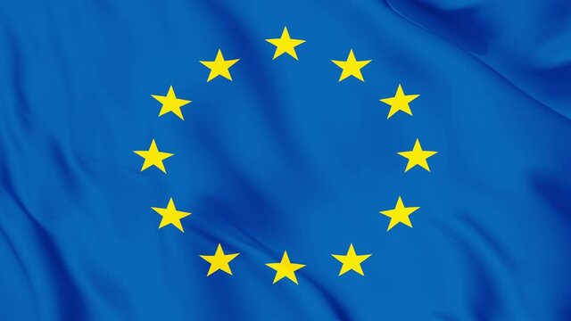 Waving flag of Europe (European Union), soft waving, seamless looping, 4K (Uhd)
