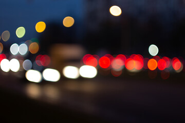 Defocused blur city lights at night abstract bokeh of street traffic