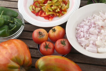tomatos onions spicy peppers and other vegetables and fruits for a vegan diet detoxification