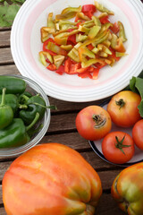 tomatos onions spicy peppers and other vegetables and fruits for a vegan diet detoxification