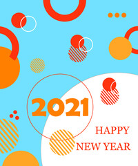 Happy New Year 2021  Vector on color background For New Year's Day Cards. illustration,

