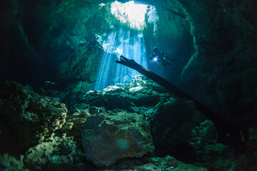 Scuba Diving in Cenote Tajma-Ha, Riviera Maya, Mexico