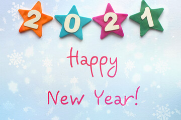 2021 background .The concept of the new 2021. New year with colorful numbers 2021 on white...