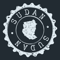 Sudan Map Seal. Silhouette Postal Passport Stamp. Round Vector Icon Postmark.