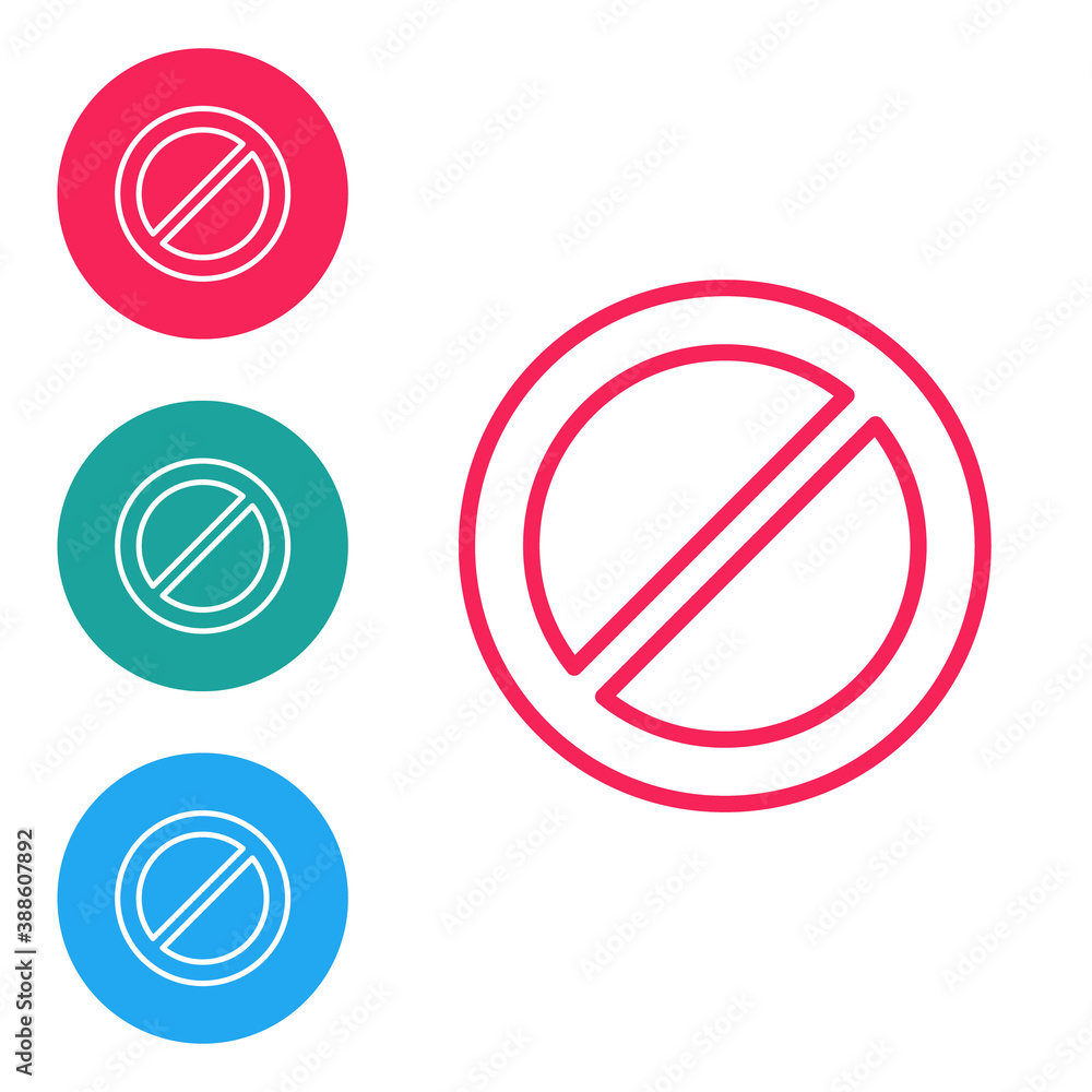 Aufkleber red line ban icon isolated on white background. stop symbol. set icons in circle buttons. vector.