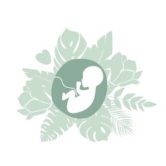 Baby in flowers and leaves