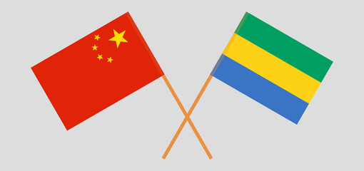 Crossed flags of Gabon and China