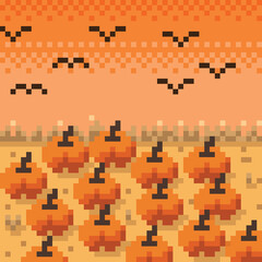 Halloween Pumpkin pixel art. Vector illustration.