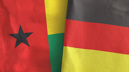 Germany and Guinea-Bissau two flags textile cloth 3D rendering
