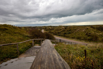 Autumn Dunes Landscape Cloudy Sky