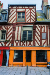 Fototapeta na wymiar Typical Old half-timbered buildings in Rennes, Brittany, France.