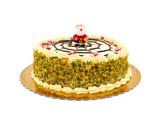 Tasty Christmas cake isolated on white background