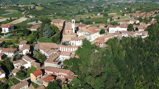 San Marzano Oliveto town, asti province, monferrato wine region, piedmont Italy. Aerial view