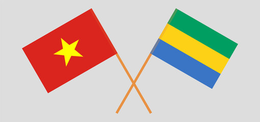 Crossed flags of Gabon and Vietnam