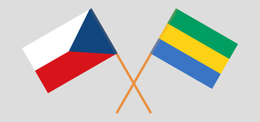 Crossed flags of Gabon and Czech Republic