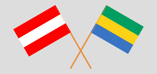 Crossed flags of Gabon and Austria