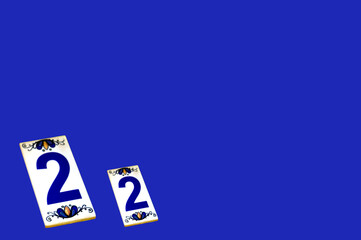 Tile with number 2 and blue background