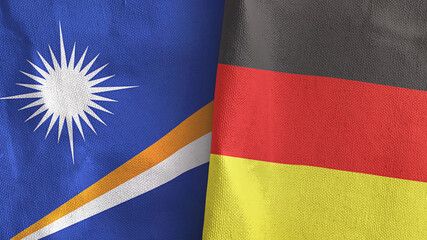 Germany and Marshall Islands two flags textile cloth 3D rendering