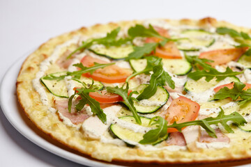 tasty pizza on the white