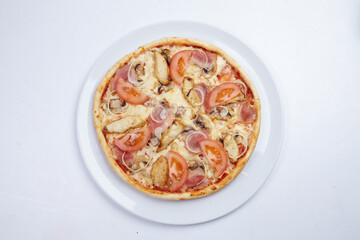 tasty pizza on the white