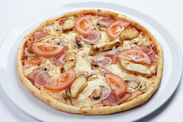 tasty pizza on the white