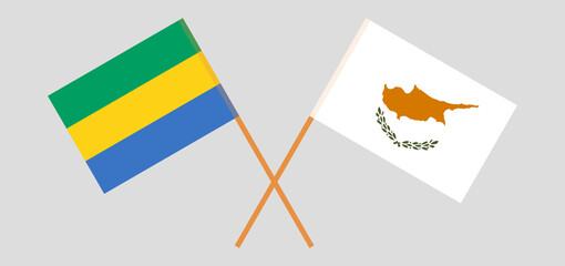 Crossed flags of Gabon and Cyprus