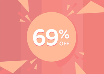 69% OFF Sale Discount Banner, Discount offer, 69% Discount Banner on pinkish background
