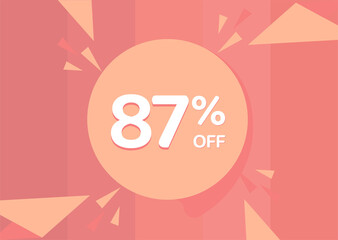 87% OFF Sale Discount Banner, Discount offer, 87% Discount Banner on pinkish background