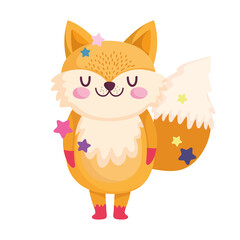 merry christmas, cute fox with stars decoration animal cartoon