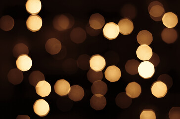 Golden Christmas lights soft focus Background