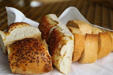Two different types of bread for breakfast
