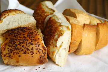 Two different types of bread for breakfast