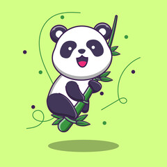 Cute panda on a bamboo tree