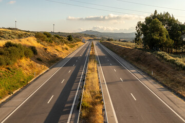 Portuguese highway A24 , which connects the city of Chaves to the city of Viseu , Portugal - obrazy, fototapety, plakaty