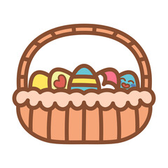 Basket icon with easter eggs - Vector illustration