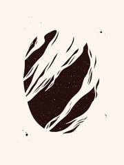 Abstract black woman face. Cosmic art with hair covering girl silhouette. Double exposure portrait with night starry sky. Vector illustration with female hairstyle. Blue, red and white stars in space