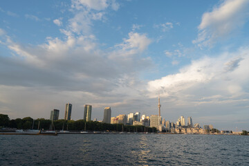 Toronto City Skyline at sunset from Trillium Park in Ontario Canada