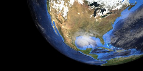 Hurricane Zeta shown from Space. Elements of this 3d rendering are furnished by NASA.