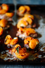 Pork tenderloin with raspberry sauce.