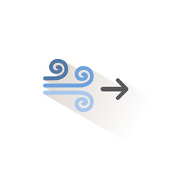 Wind with arrow. Isolated color icon. Weather vector illustration