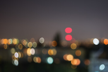 Bokeh background. Abstract bokeh in the background of the city. Defocused. Very beautiful holiday background.