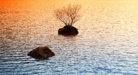 lake with rocks in the water