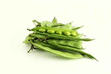 hyacinth beans or valor beans indian vegetable on white background