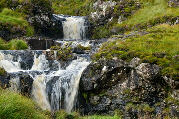 beautiful landscapes, waterfalls, forests full of mushrooms and views of the Isle of Skye in Scotland