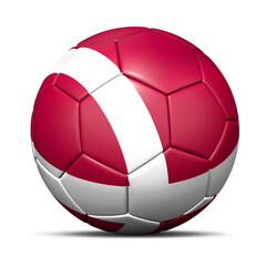 Fototapeta premium 3d soccer ball with Denmark flag - 3D Render isolated in background white.