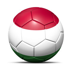 3d soccer ball with Hungary flag - 3D Render isolated in background white.