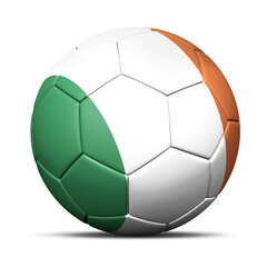 3d soccer ball with Ireland flag - 3D Render isolated in background white.