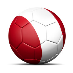 Obraz premium 3d soccer ball with Peru flag - 3D Render isolated in background white.