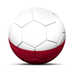 3d soccer ball with Polonia flag - 3D Render isolated in background white.