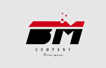 Fototapeta premium bm b m alphabet letter logo combination in red and black color. Creative icon design for company and business